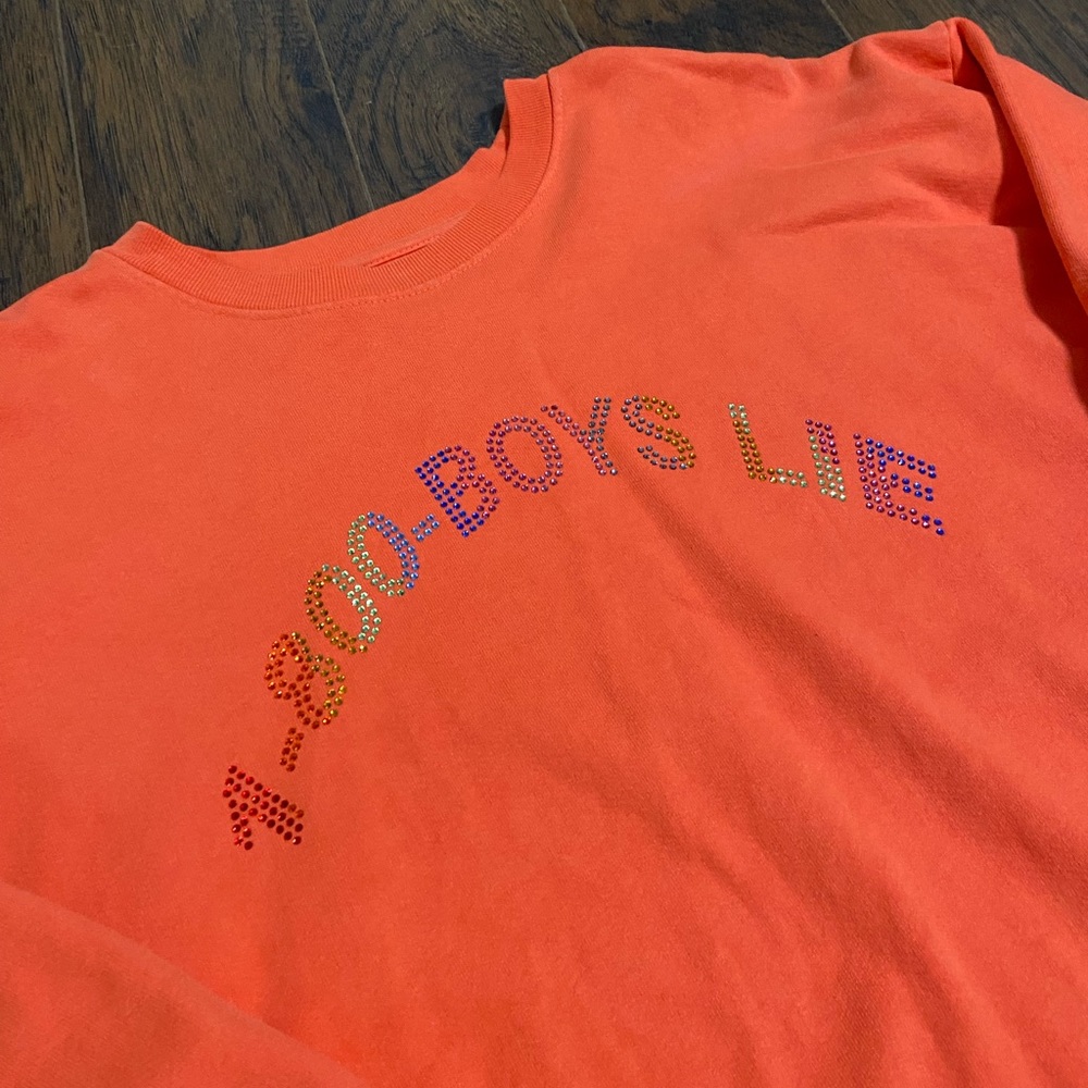 1-800 Boys Lie Oversized Orange Crew Neck Sweatshirt